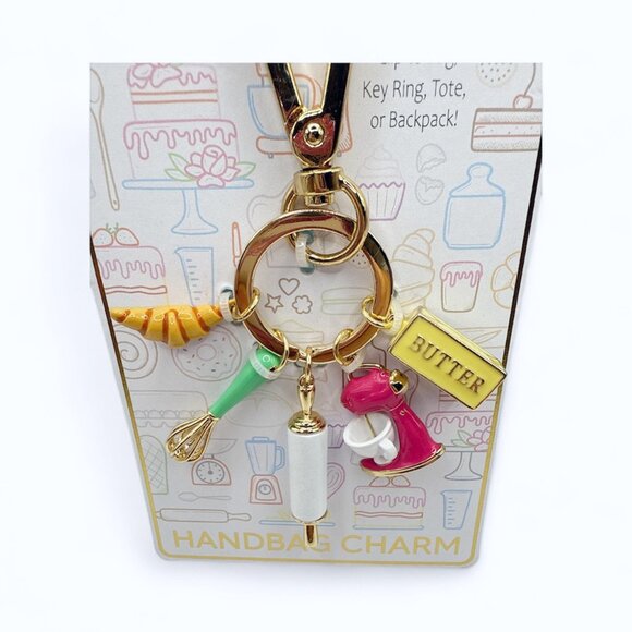 NEW True To Form - Bakers Clip on Hand Bag Charm/ Key Chain/ Key Ring - Gr/Pi/Go - Picture 2 of 2